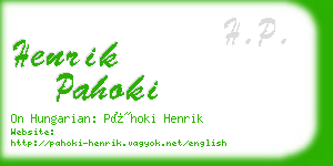 henrik pahoki business card